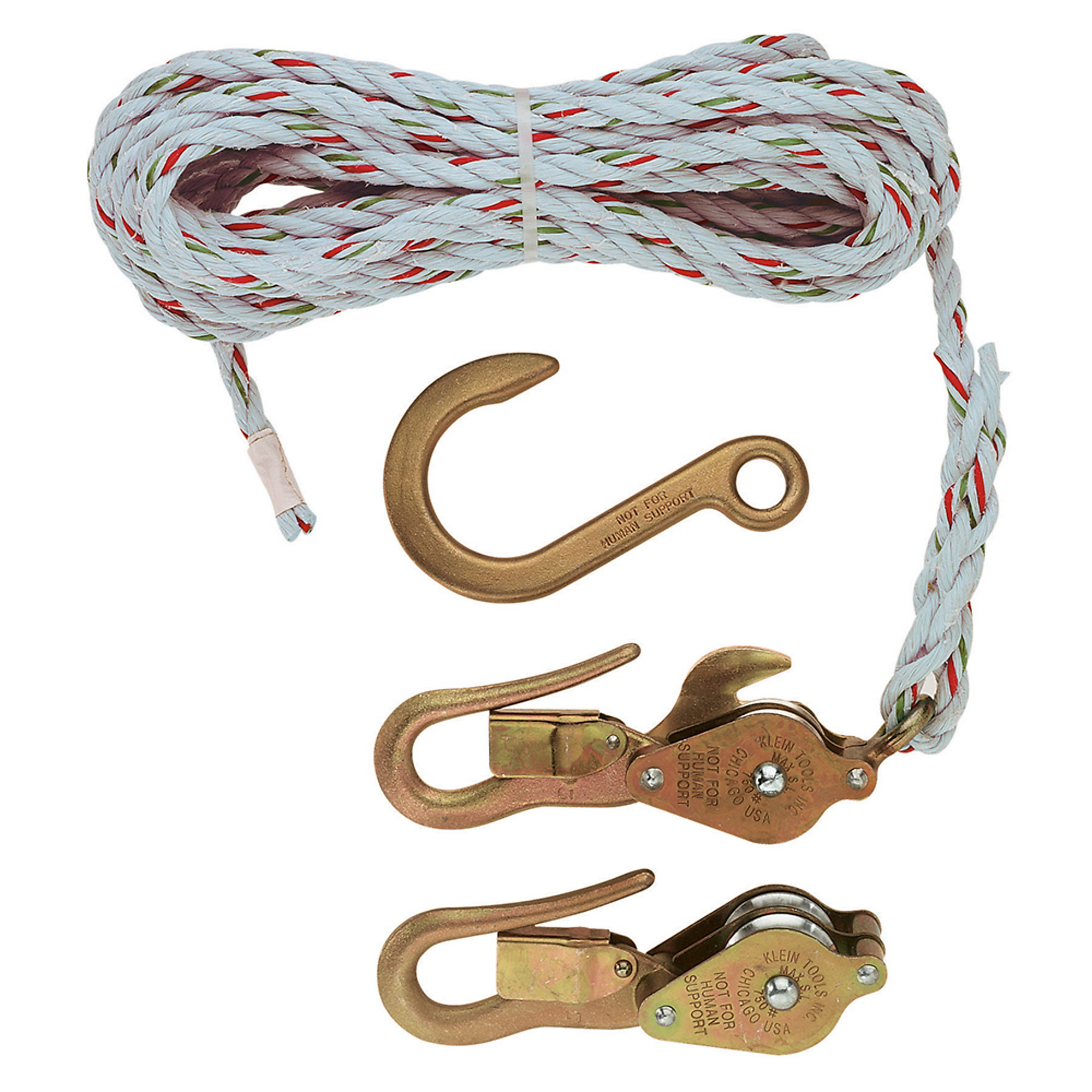 Klein Tools, Block and Tackle, Blocks 267/268 Anchor Hook 258 Load Capacity 750 lb, Material Multiple, Model# H1802-30SR